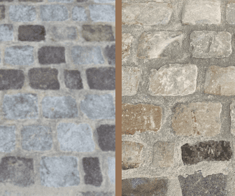 pavés de rue anciens, grès ou granit